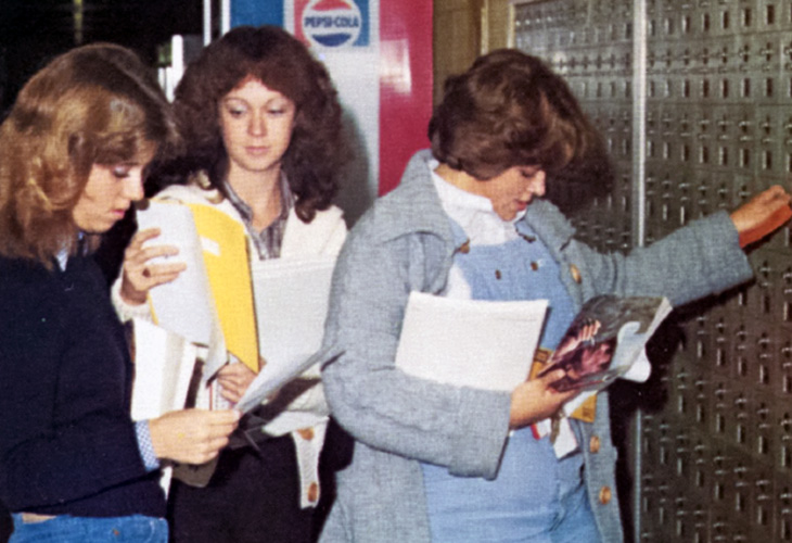 1981 students at lockers 