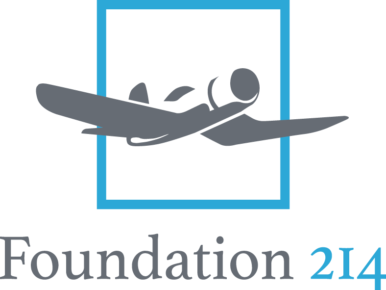 Foundation 214 logo, front propellor plane with a blue box around it