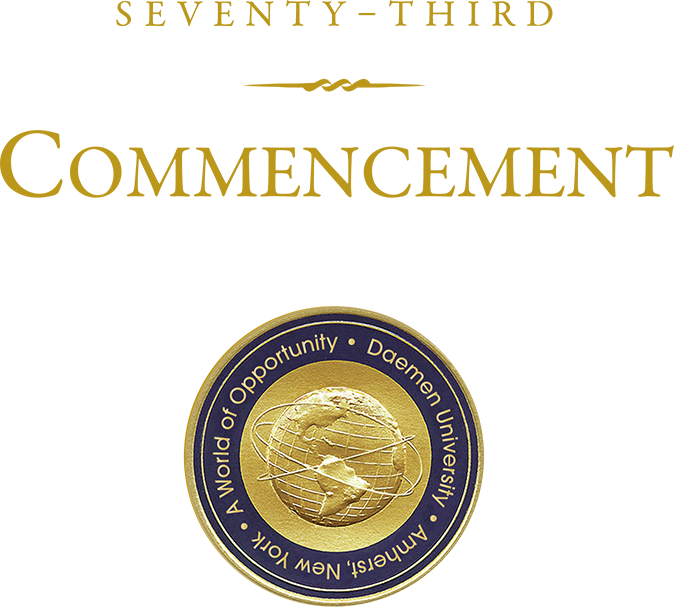 Seventy Third Commencement with Gold Daemen Seal