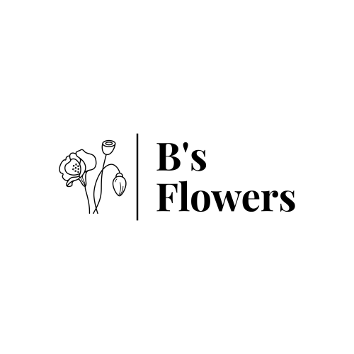 B's flowers logo, black and white
