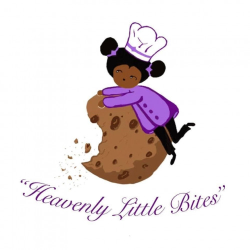 Heavenly Little Bites logo, girl on cookie with baker hat