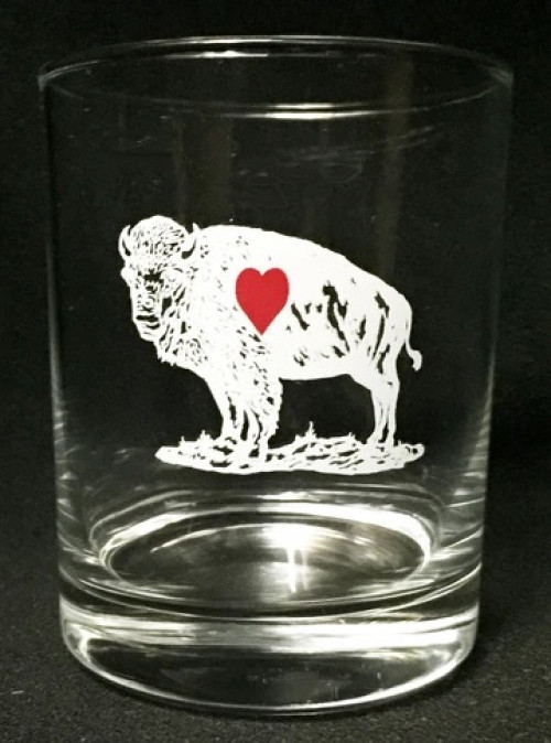 Predmore Creations glassware with buffalo and heart