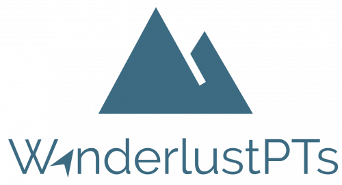 ​Wanderlust PTs logo, mountain image in blue
