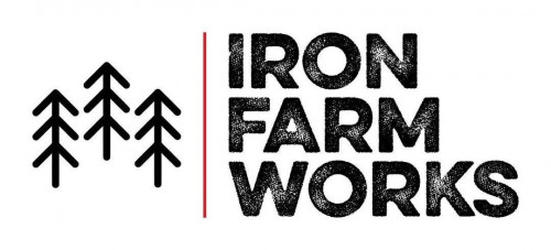 iron Farm Works logo, tree and text