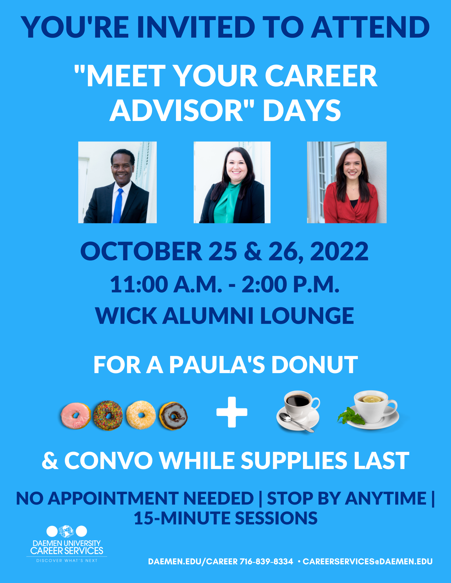 Meet Your Career Advisor Days-October 25 and 26, 2022 
