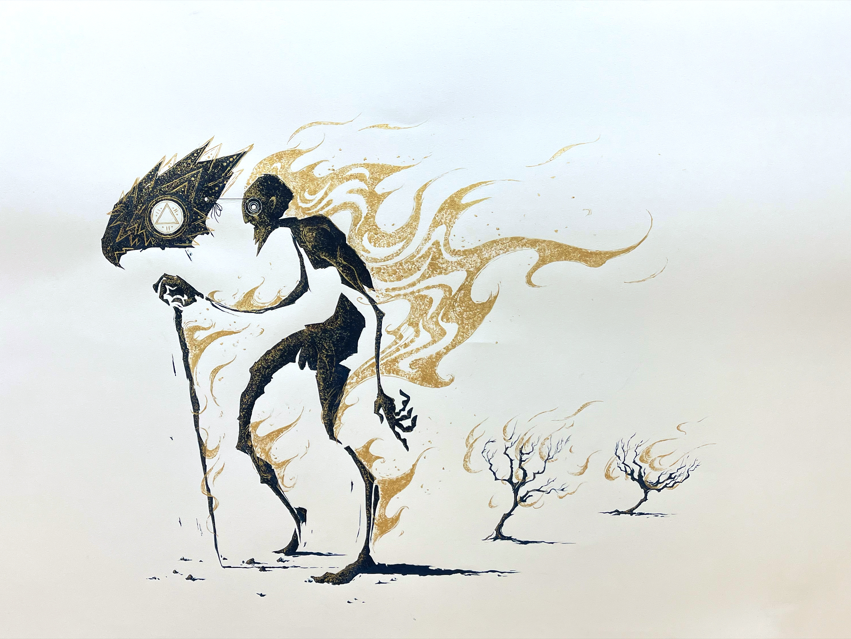 Philip Longson Kuros, gouache & acrylic