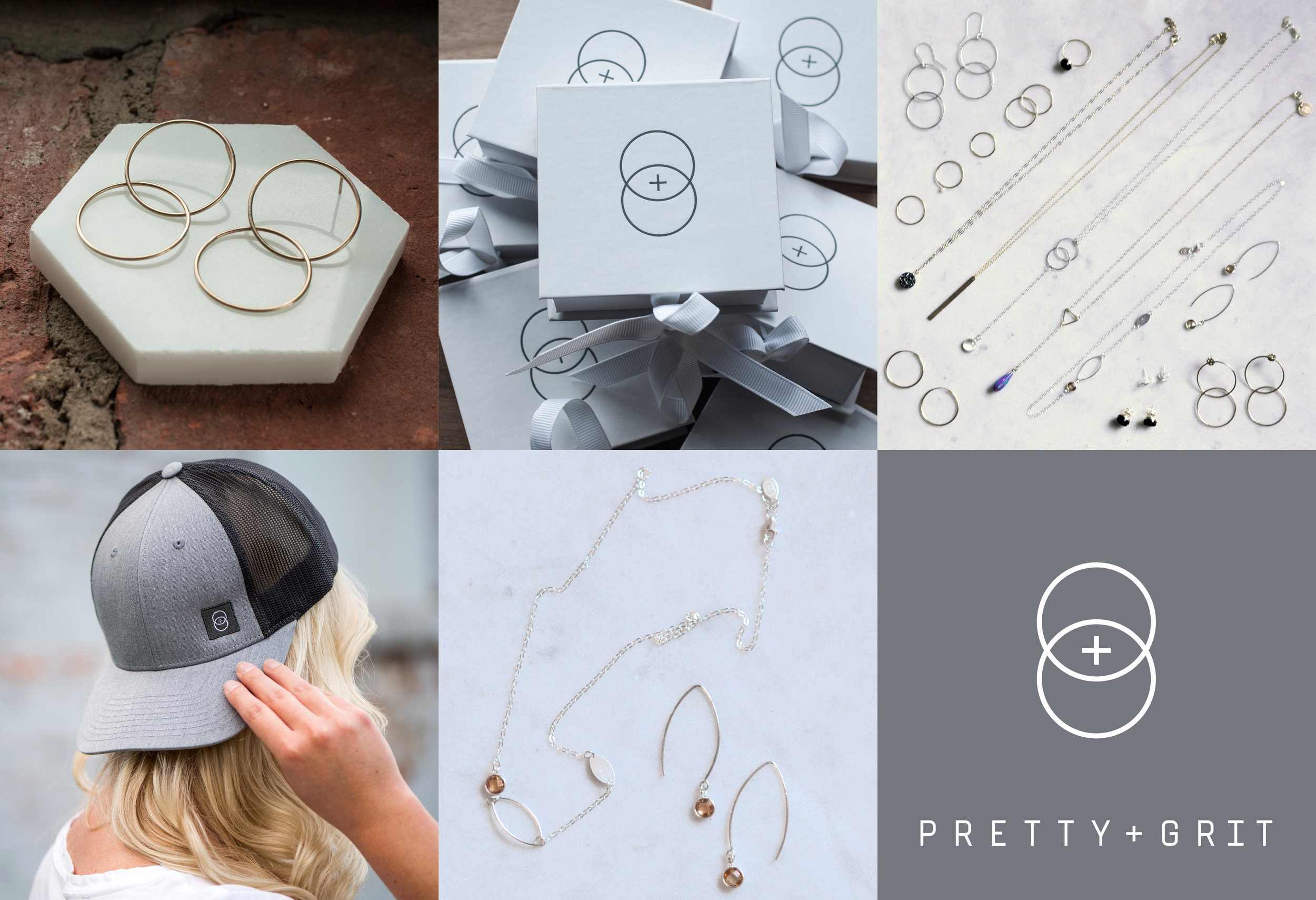 Pretty and Grit Brand Strategy, Identity, Packaging, Merch, and Jewelry Design