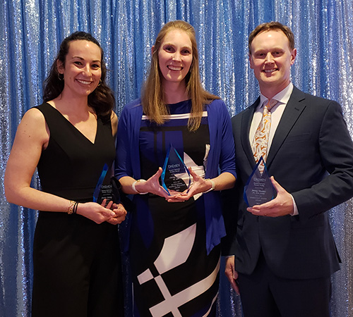 Christy Martin ’12, PT, DPT, named Outstanding Clinical Educator; Jessica Jenney ’09, PT, DPT, named Esteemed Alumnus; and Jeremy Voorhees ’00, PT, CCS, CCRP, named Community Leade