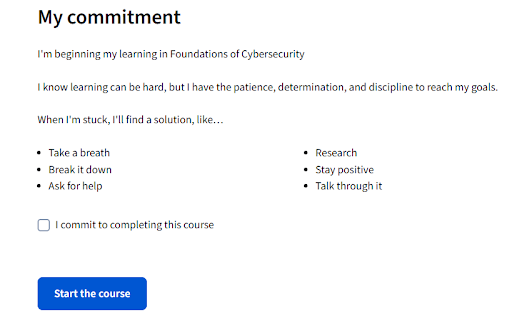 My Commitment screen