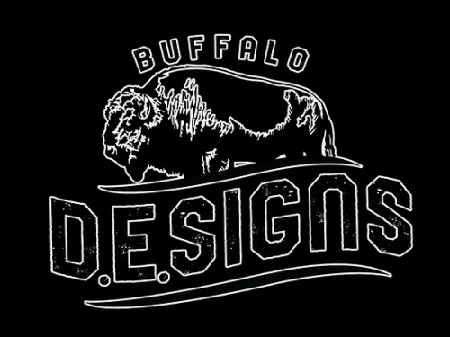 Buffalo D. E. Signs logo, black background, buffalo image