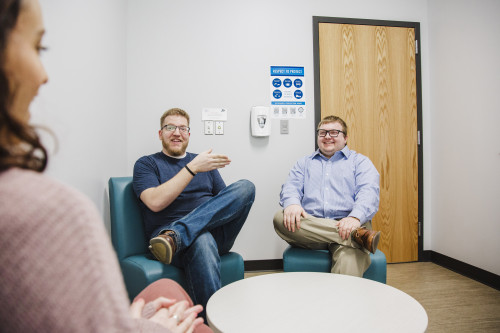 Students in a group therapy session