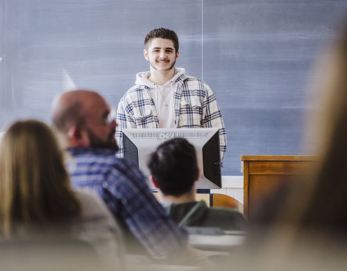 student giving a presentation