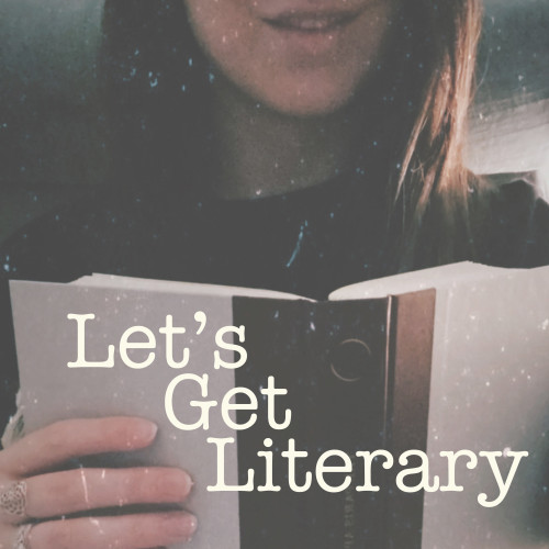 Let's Get Literary logo, Girl reading book
