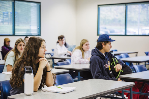 Students in class listening