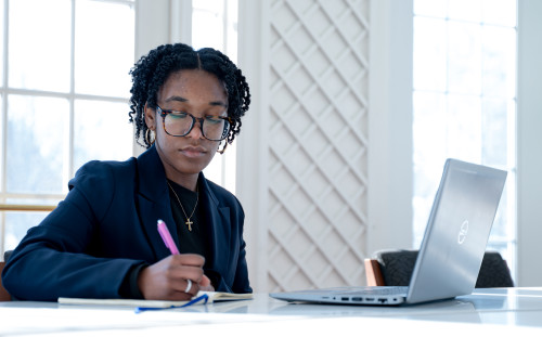 Student working