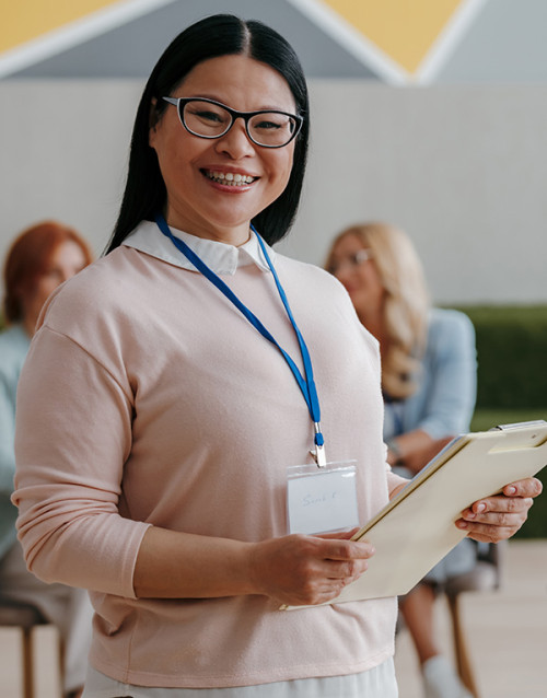 Female community advocate in a group session