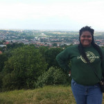 Student in front of Krakow landscape